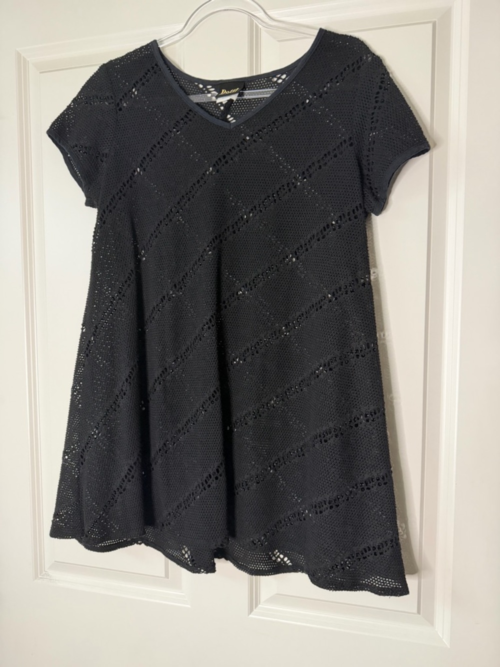 Vintage Black Knit Short Sleeve Swim Cover Up